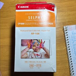 New Canon Selphy RP-108 Color Ink and Paper Set CP1000 Postcard Size 108 sheets